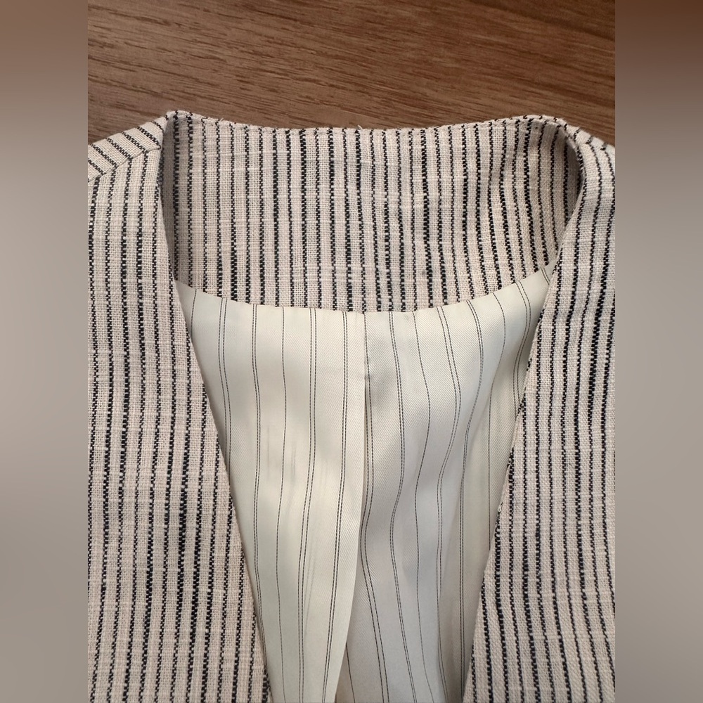 Apiece Apart Cecilia Cotton Vest in Cream Pin Stripe Size 6 - Picture 7 of 8
